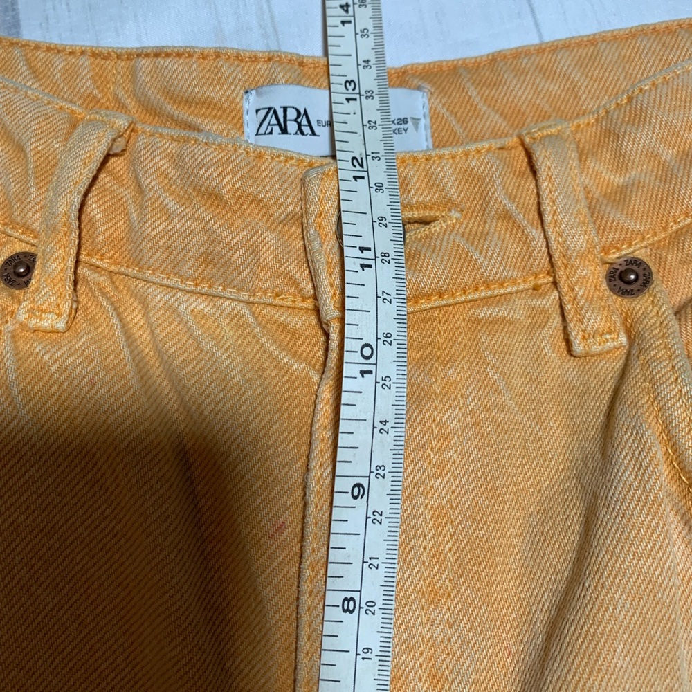 Zara High rise wide leg orange denim. Size 4. - Picture 9 of 11